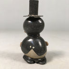 Japanese Kokeshi Doll Vtg Stone Figurine Silk Hat Tuxedo Man Round KF387