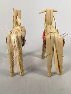 Japanese Kokeshi Doll Vtg Straw Horse Set Obon Higan Hatsubon Decoration KF535