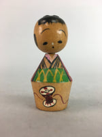 Japanese Kokeshi Doll Vtg Wood Carving Figurine Kimono Girl Drum KF152