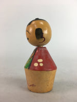 Japanese Kokeshi Doll Vtg Wood Carving Figurine Kimono Girl Drum KF152