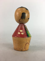 Japanese Kokeshi Doll Vtg Wood Carving Figurine Kimono Girl Drum KF152