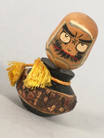 Japanese Kokeshi Doll Vtg Wooden Figurine Bark Daruma Wobbly KF492