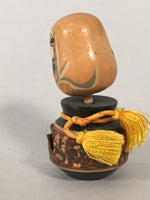 Japanese Kokeshi Doll Vtg Wooden Figurine Bark Daruma Wobbly KF492