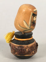 Japanese Kokeshi Doll Vtg Wooden Figurine Bark Daruma Wobbly KF492