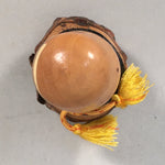 Japanese Kokeshi Doll Vtg Wooden Figurine Bark Daruma Wobbly KF492