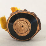 Japanese Kokeshi Doll Vtg Wooden Figurine Bark Daruma Wobbly KF492