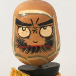 Japanese Kokeshi Doll Vtg Wooden Figurine Bark Daruma Wobbly KF492