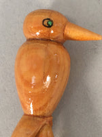Japanese Kokeshi Doll Vtg Wooden Figurine Bird Woodpecker Brown KF499