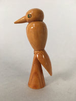 Japanese Kokeshi Doll Vtg Wooden Figurine Bird Woodpecker Brown KF499