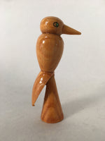 Japanese Kokeshi Doll Vtg Wooden Figurine Bird Woodpecker Brown KF499
