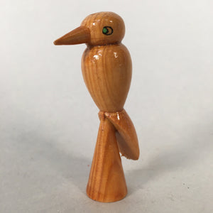Japanese Kokeshi Doll Vtg Wooden Figurine Bird Woodpecker Brown KF499