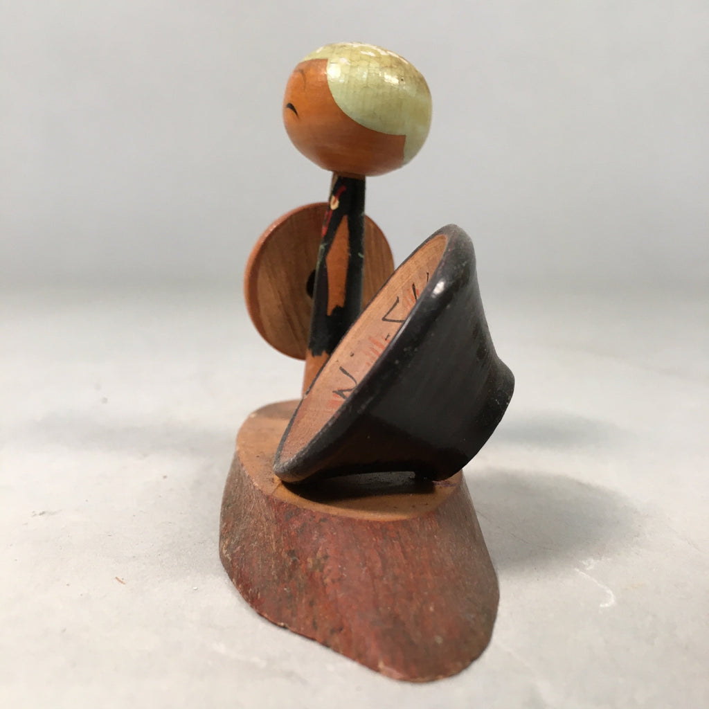 Japanese Kokeshi Doll Vtg Wooden Figurine Eiheiji Temple Shade Kanji Monk KF400