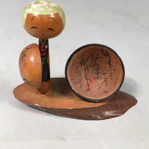 Japanese Kokeshi Doll Vtg Wooden Figurine Eiheiji Temple Shade Kanji Monk KF400