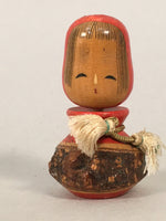Japanese Kokeshi Doll Vtg Wooden Figurine Girl Child Red Hood Kid KF493