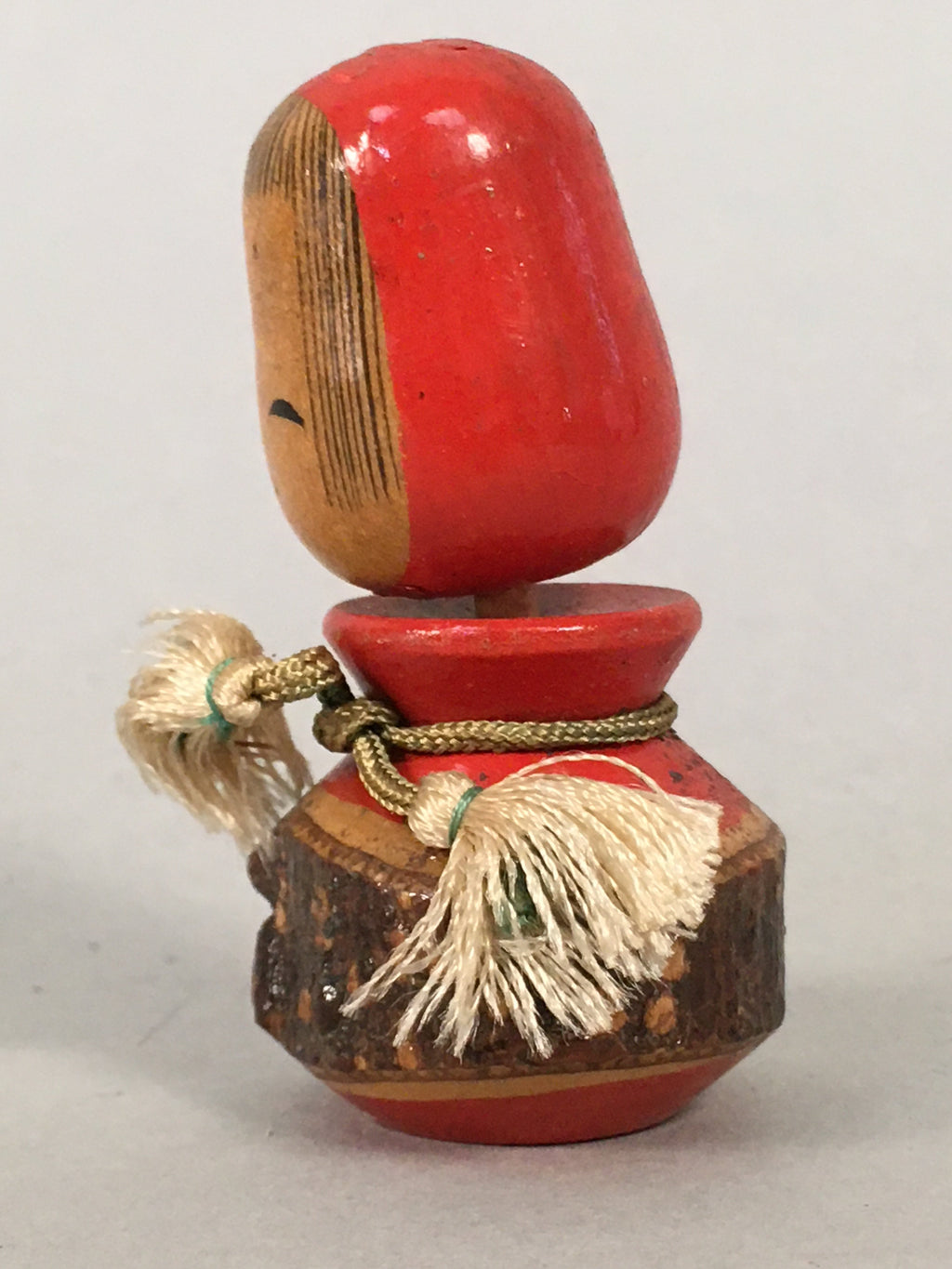 Japanese Kokeshi Doll Vtg Wooden Figurine Girl Child Red Hood Kid KF493