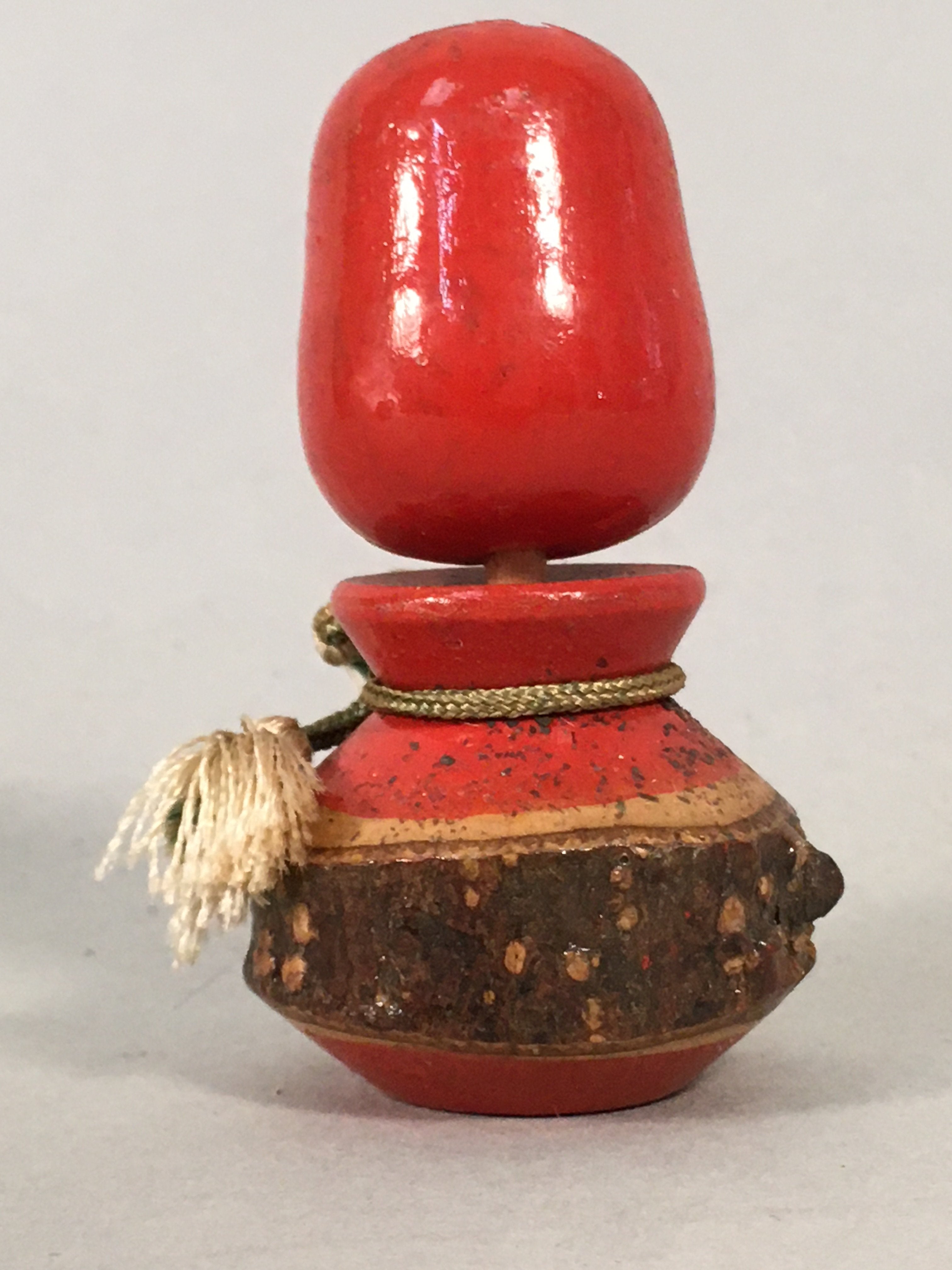 Japanese Kokeshi Doll Vtg Wooden Figurine Girl Child Red Hood Kid KF493