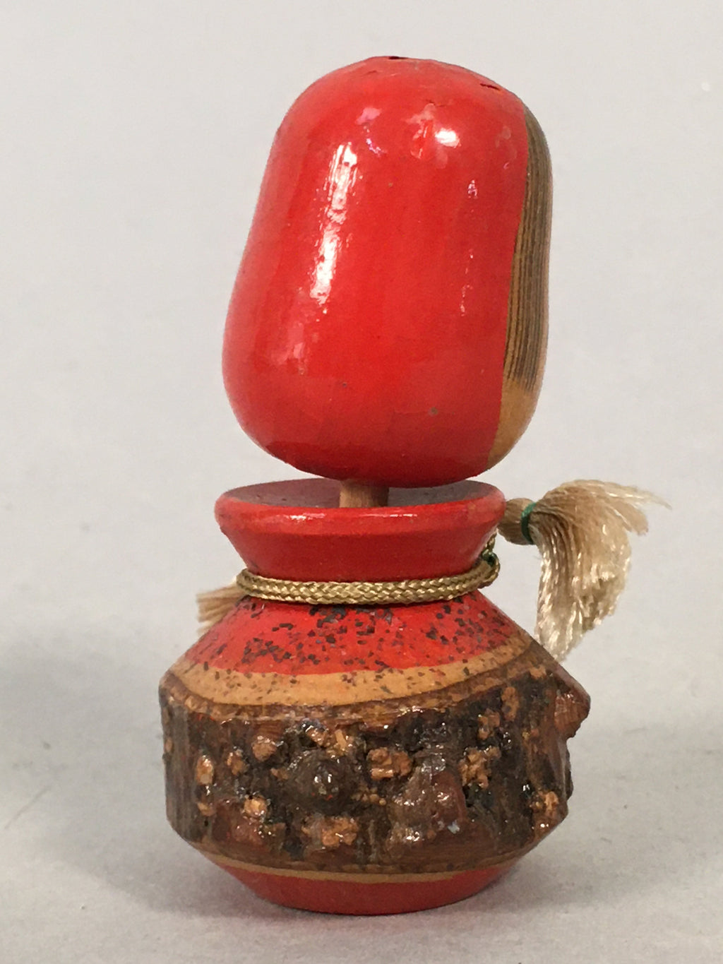 Japanese Kokeshi Doll Vtg Wooden Figurine Girl Child Red Hood Kid KF493