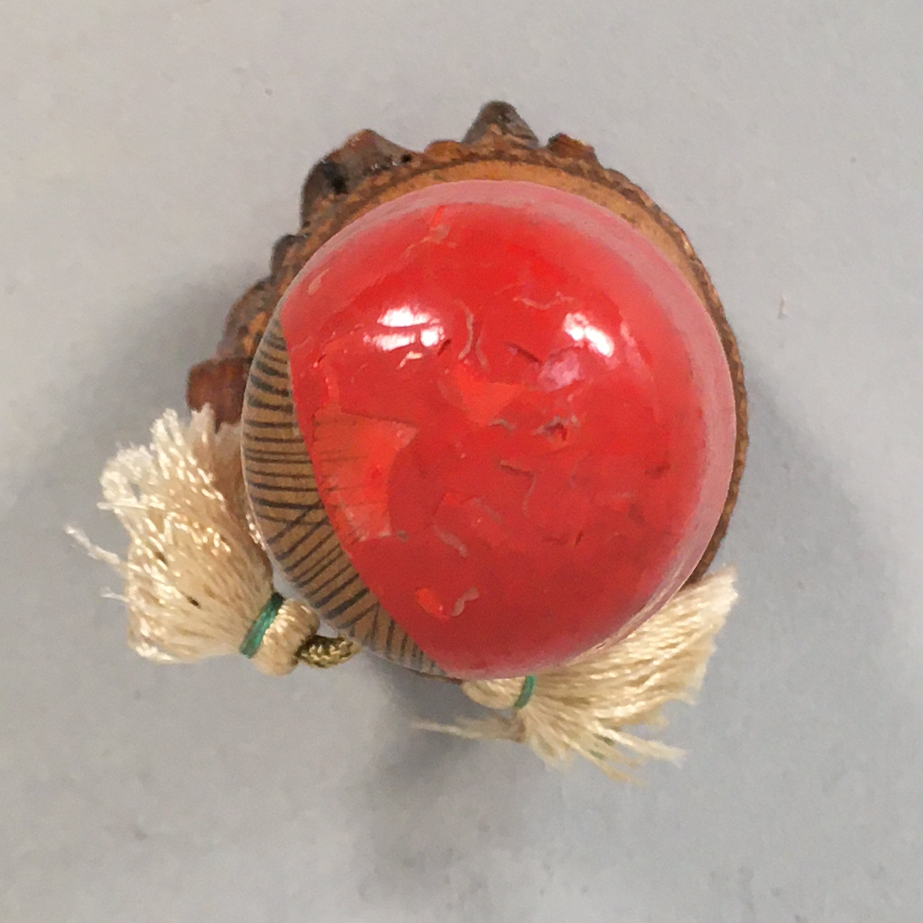 Japanese Kokeshi Doll Vtg Wooden Figurine Girl Child Red Hood Kid KF493