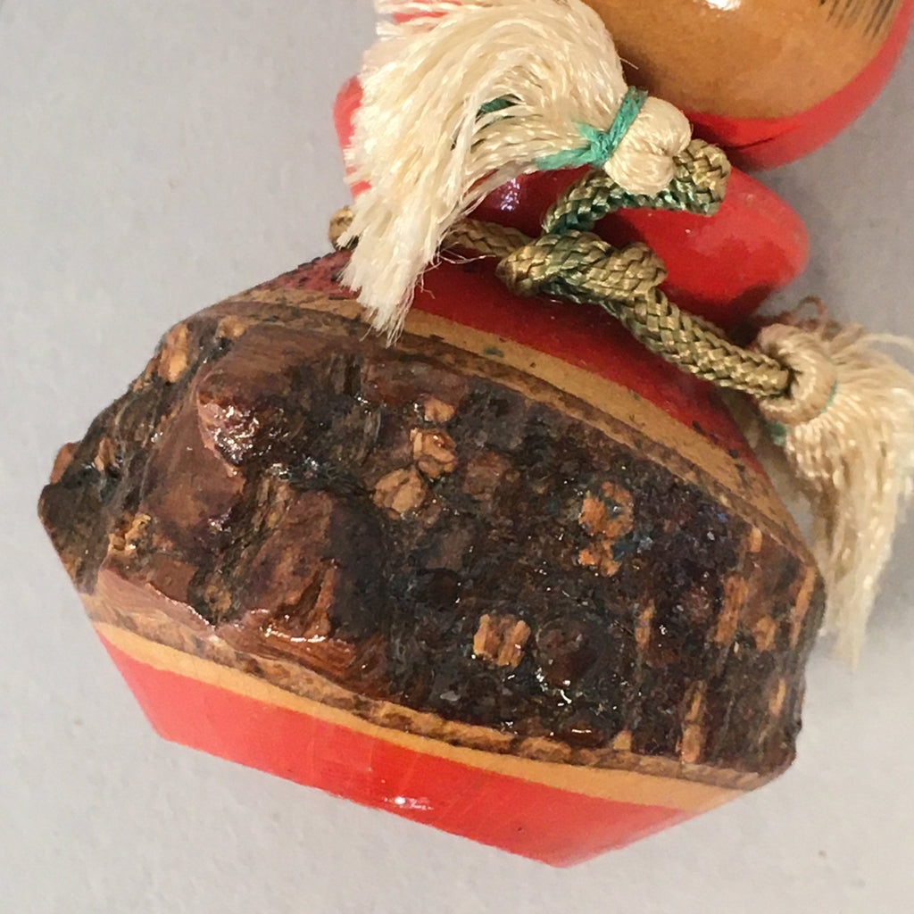 Japanese Kokeshi Doll Vtg Wooden Figurine Girl Child Red Hood Kid KF493