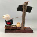 Japanese Kokeshi Doll Vtg Wooden Figurine Girl Fishing Tateshina Lake KF393