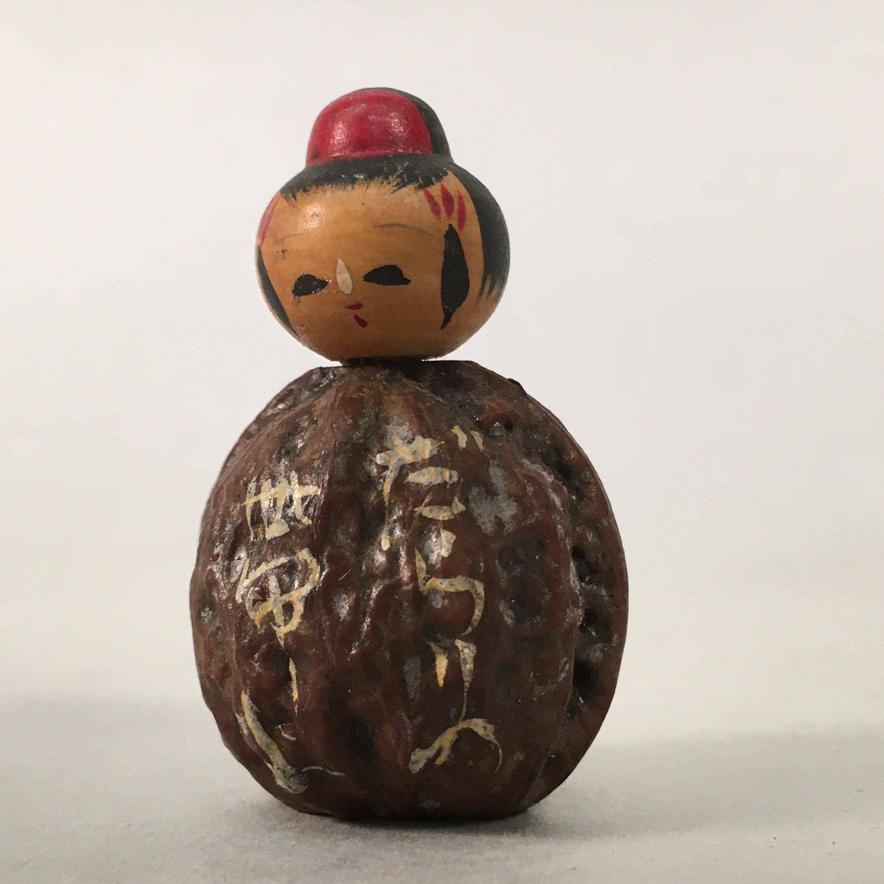 Japanese Kokeshi Doll Vtg Wooden Figurine Girl Kid Child Walnut Song Gion KF490