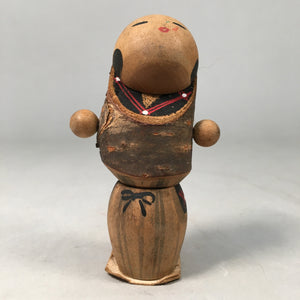 Japanese Kokeshi Doll Vtg Wooden Figurine Girl School Uniform Work Pants KF414