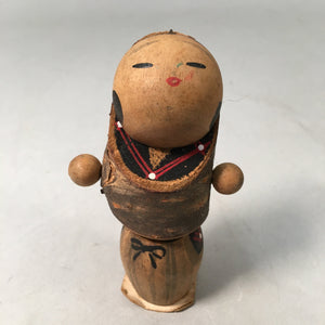 Japanese Kokeshi Doll Vtg Wooden Figurine Girl School Uniform Work Pants KF414