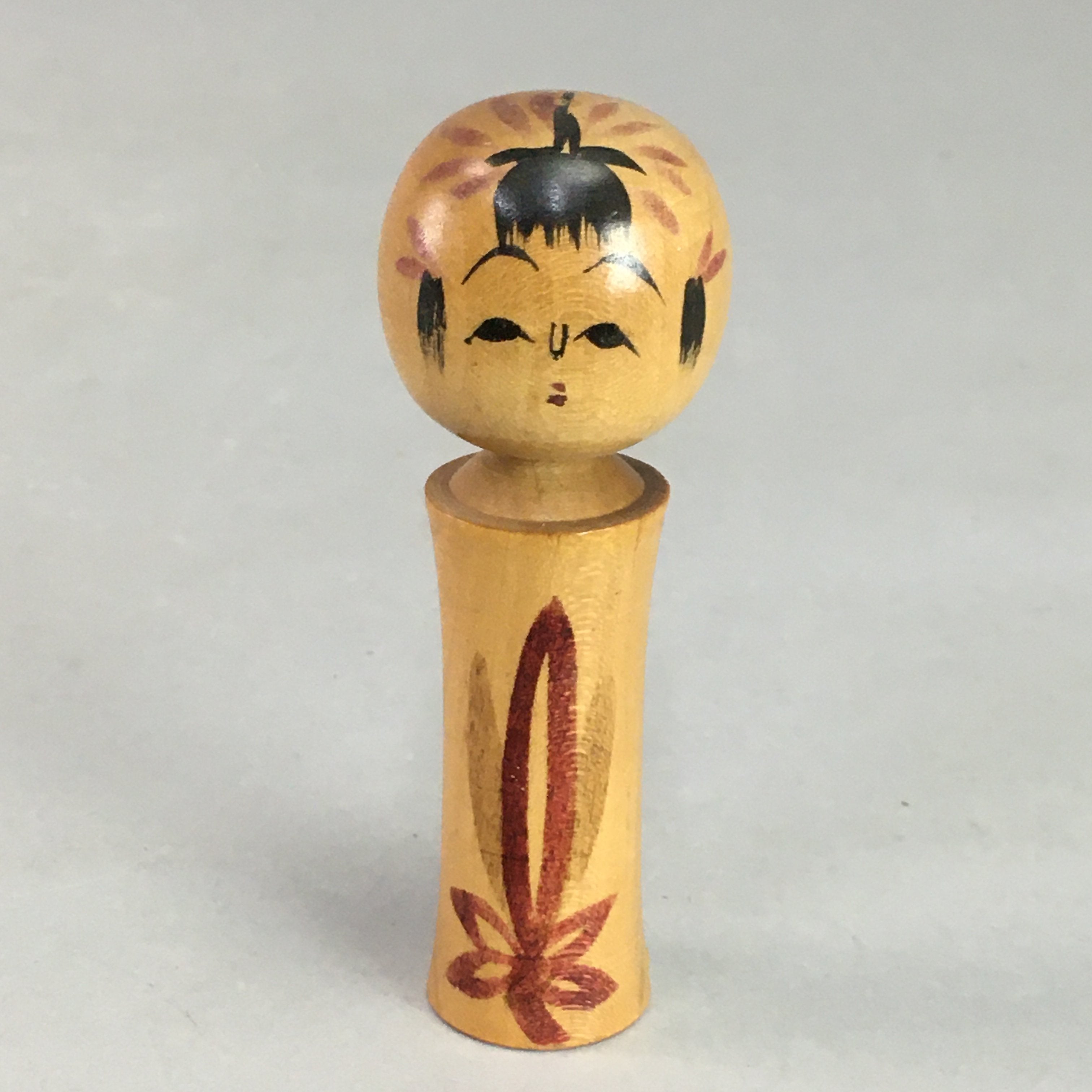 Japanese Kokeshi Doll Vtg Wooden Figurine Hand-Painted Flower Child KF296