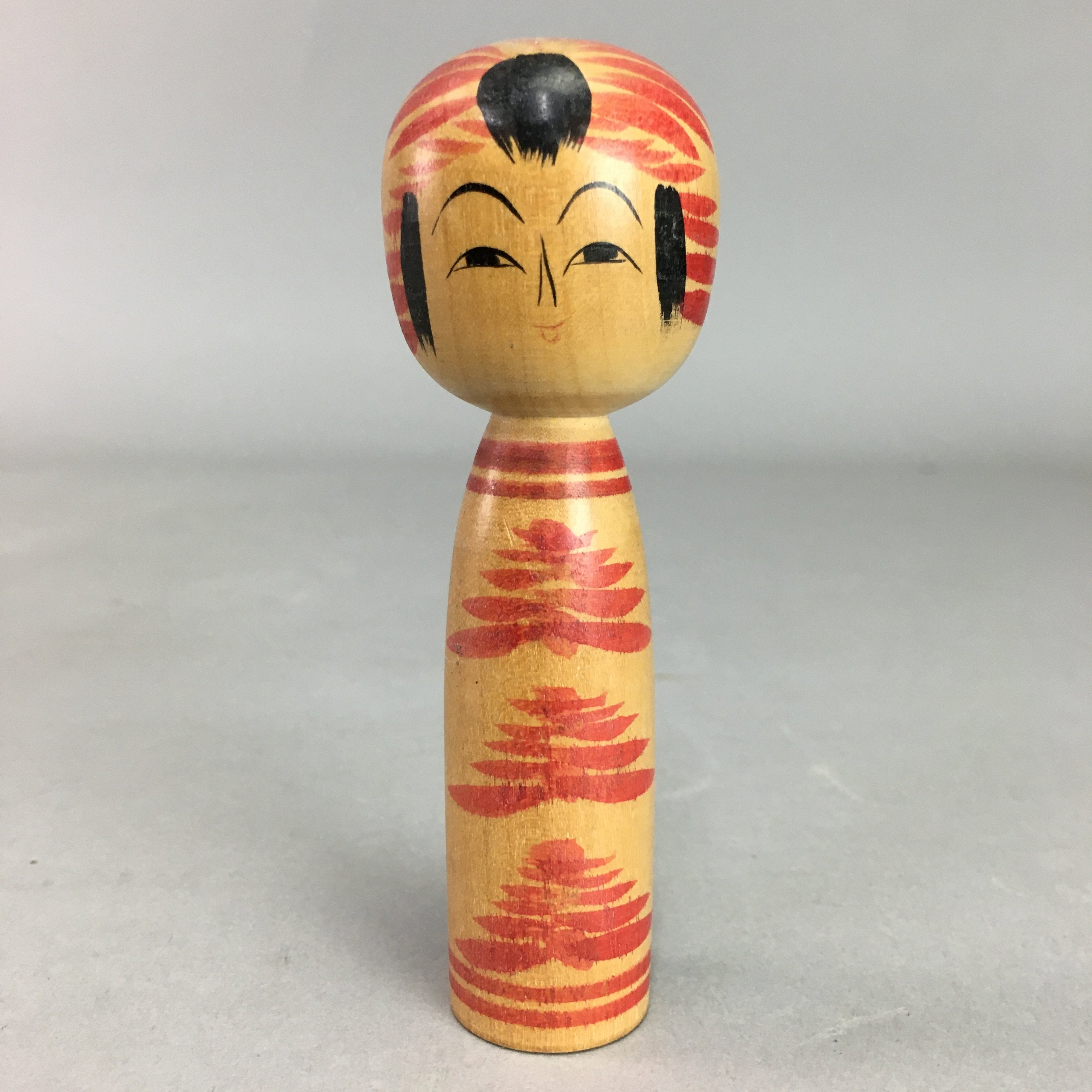 Japanese Kokeshi Doll Vtg Wooden Figurine Hand-Painted Flower Child KF297