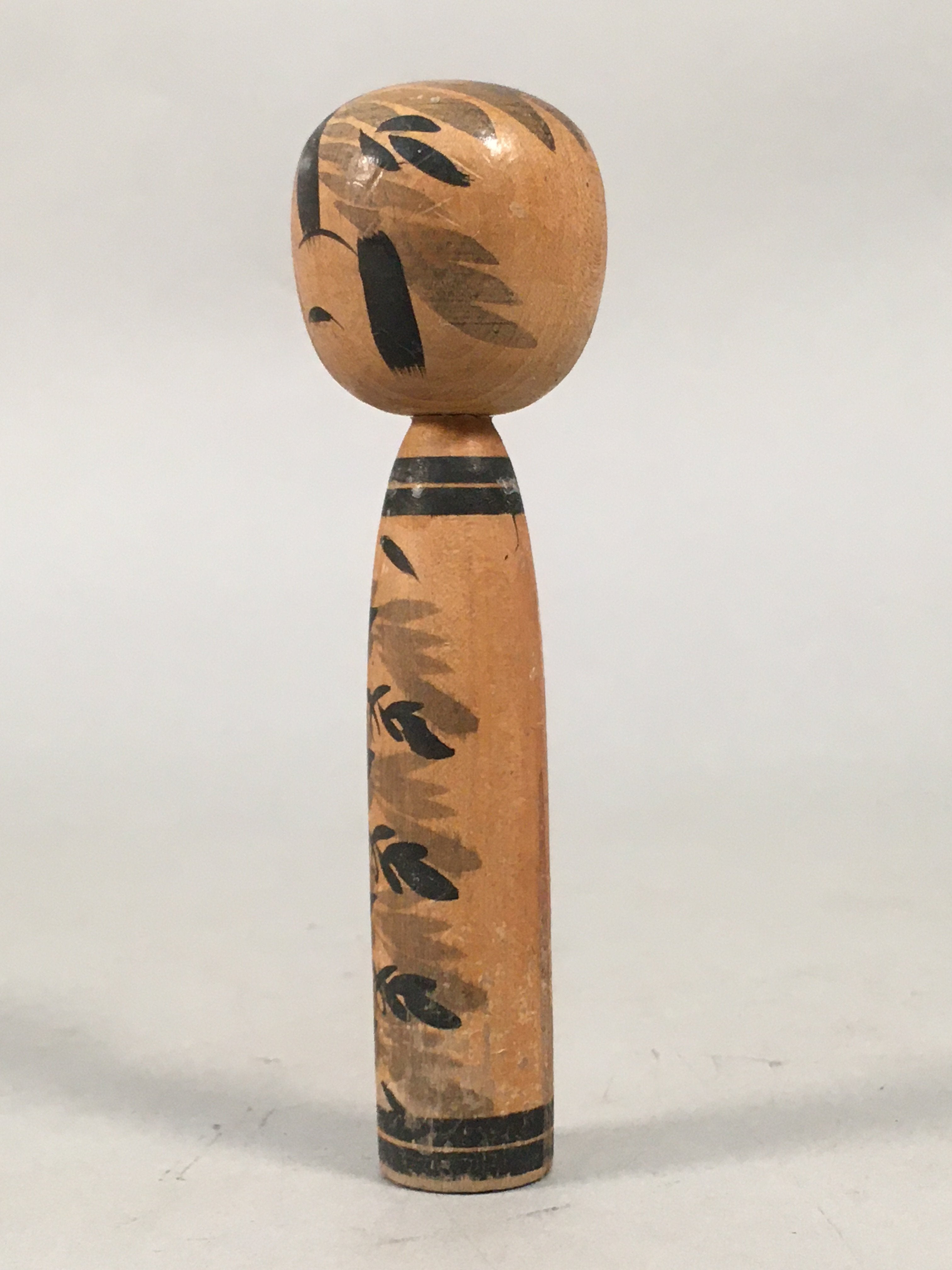 Japanese Kokeshi Doll Vtg Wooden Figurine Kid Child Black Shade KF449