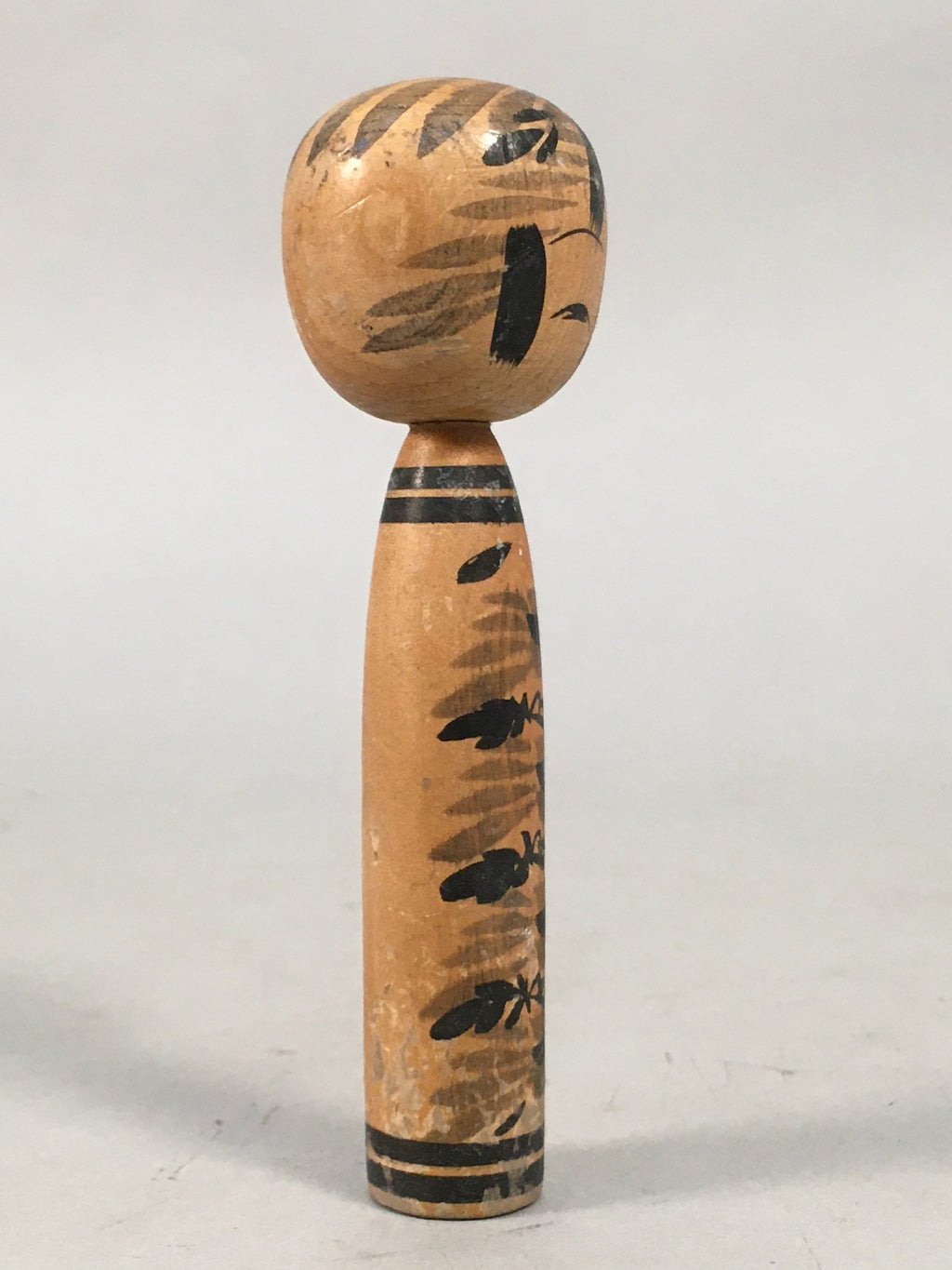 Japanese Kokeshi Doll Vtg Wooden Figurine Kid Child Black Shade KF449