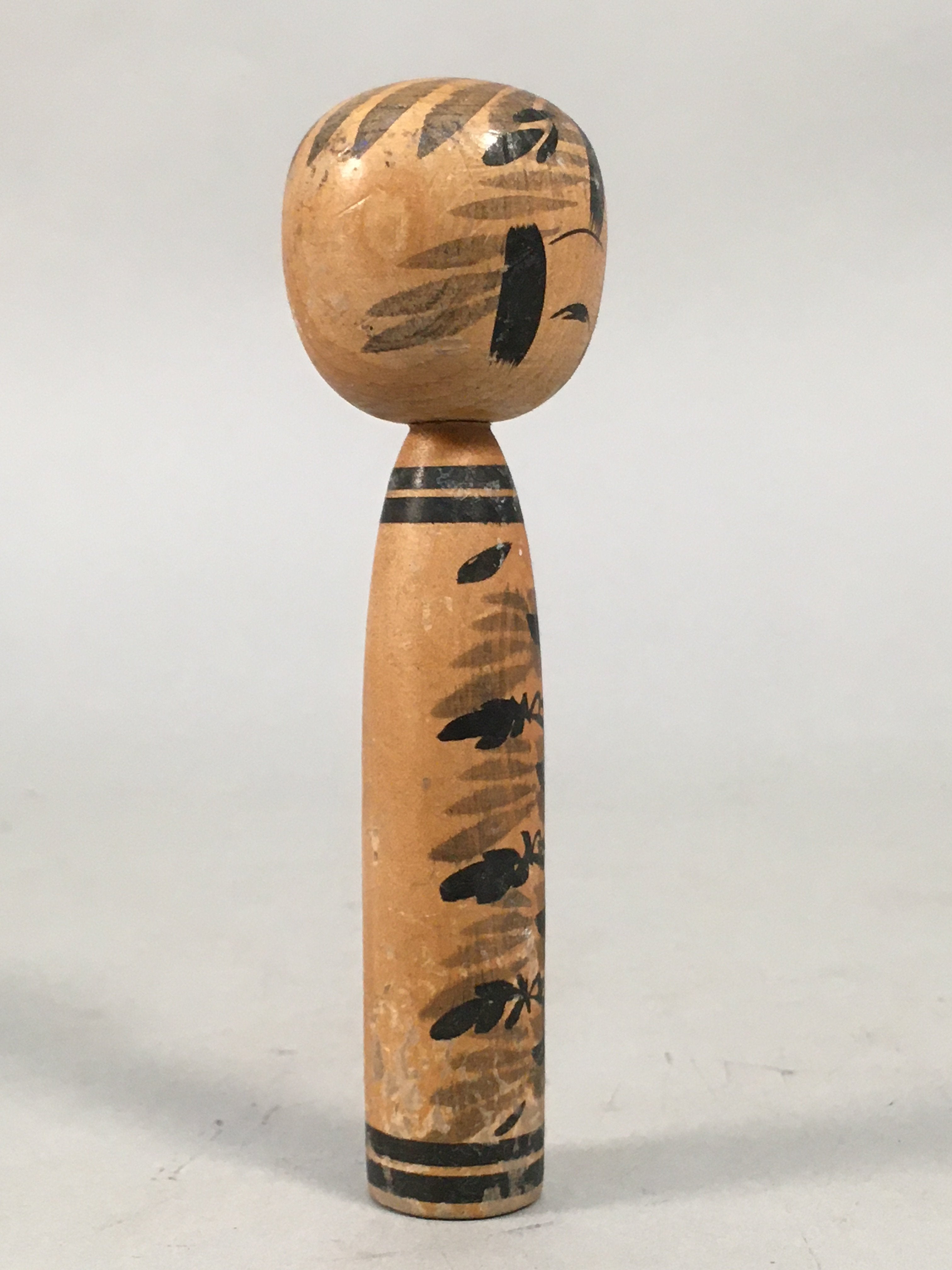 Japanese Kokeshi Doll Vtg Wooden Figurine Kid Child Black Shade KF449
