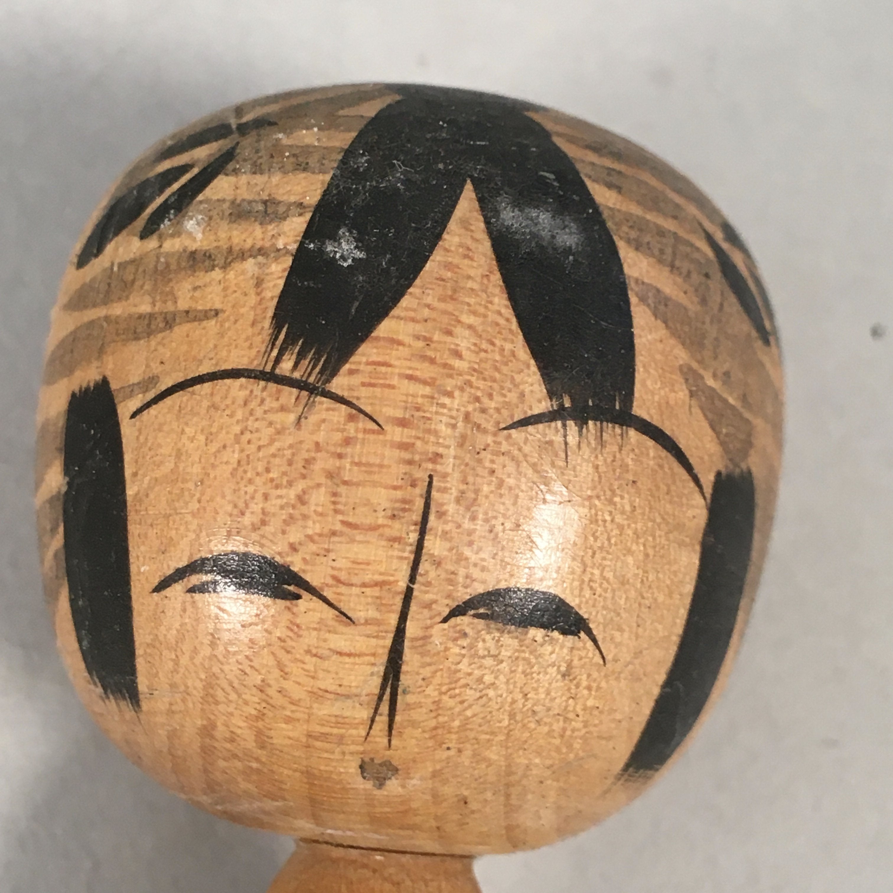 Japanese Kokeshi Doll Vtg Wooden Figurine Kid Child Black Shade KF449
