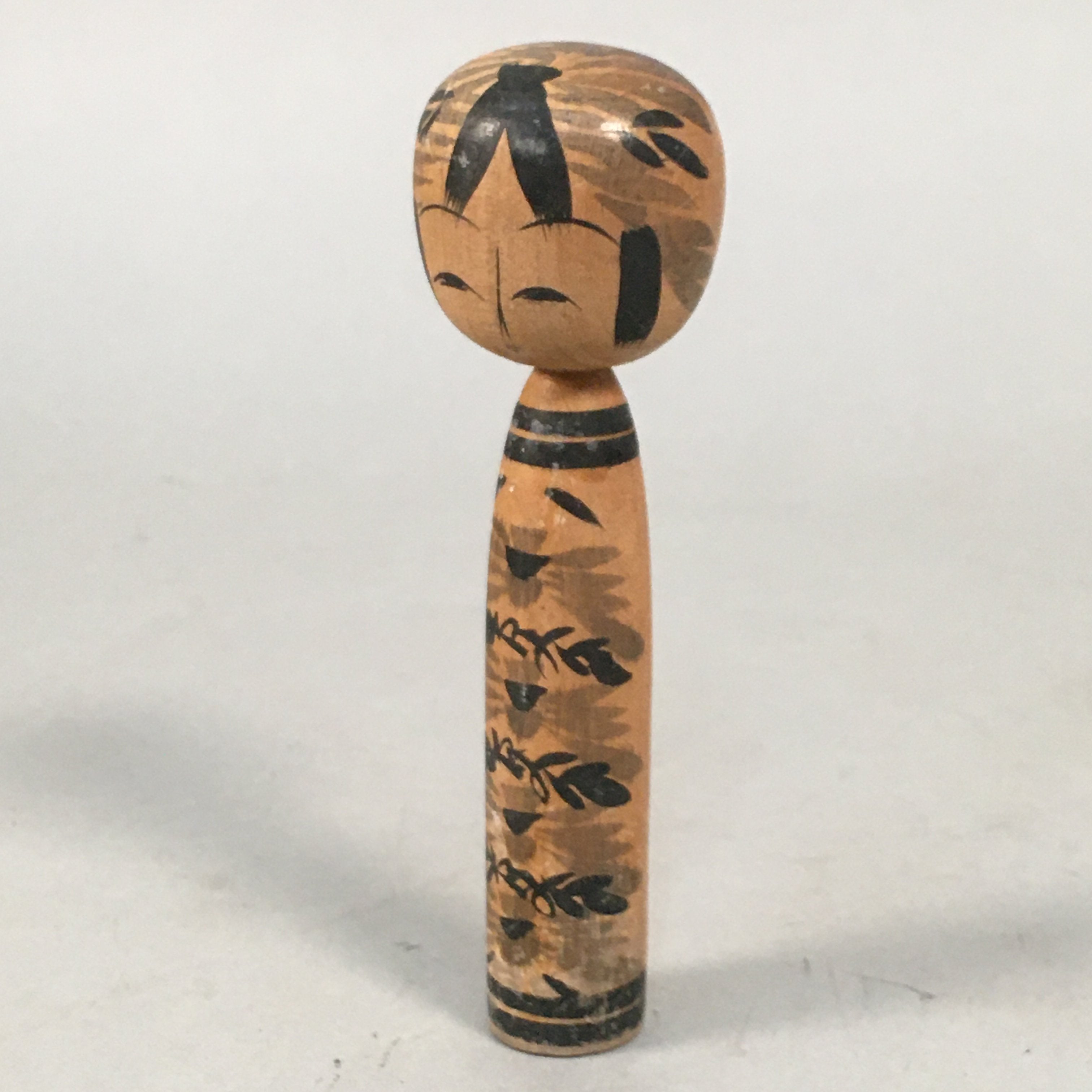 Japanese Kokeshi Doll Vtg Wooden Figurine Kid Child Black Shade KF449