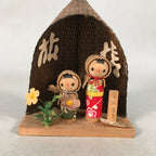 Japanese Kokeshi Doll Vtg Wooden Figurine Kids Hood Kimono Kanji KF506