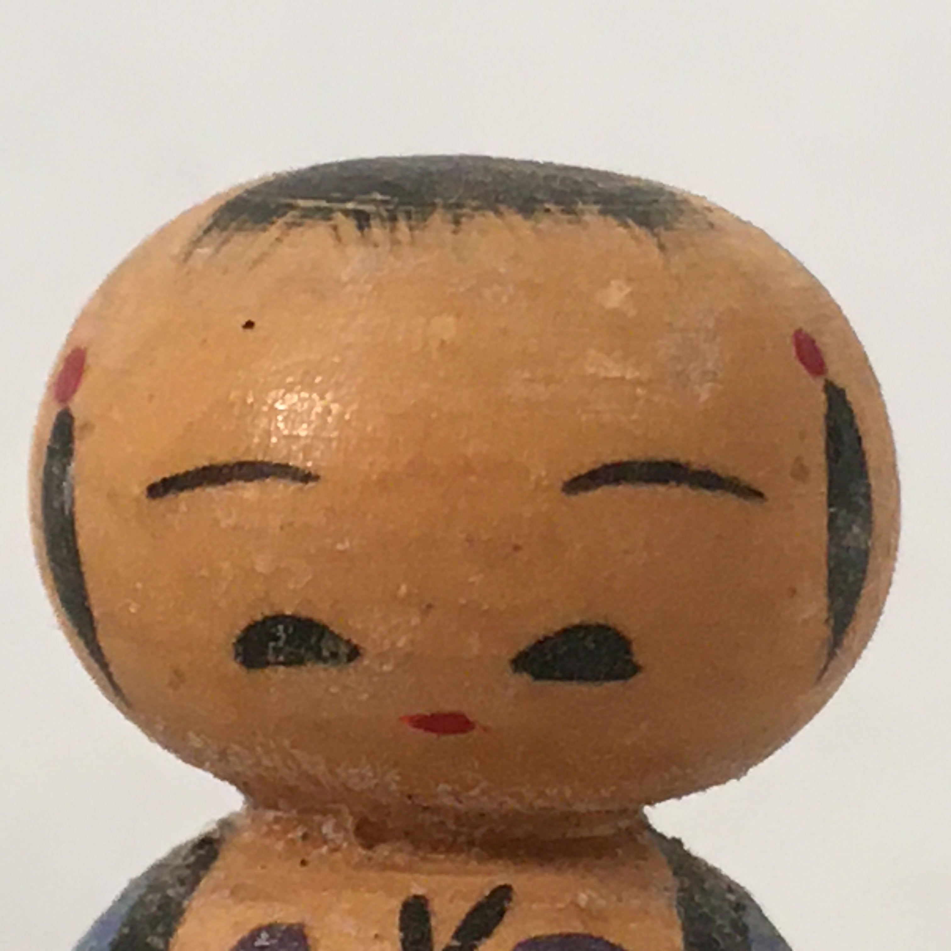 Japanese Kokeshi Doll Vtg Wooden Figurine Kimono Girl Kid Blue KF478