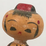 Japanese Kokeshi Doll Vtg Wooden Figurine Kimono Girl Red Hair Bun KF476