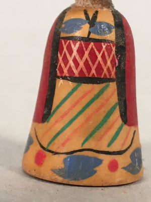 Japanese Kokeshi Doll Vtg Wooden Figurine Kimono Girl Red Hair Bun KF476