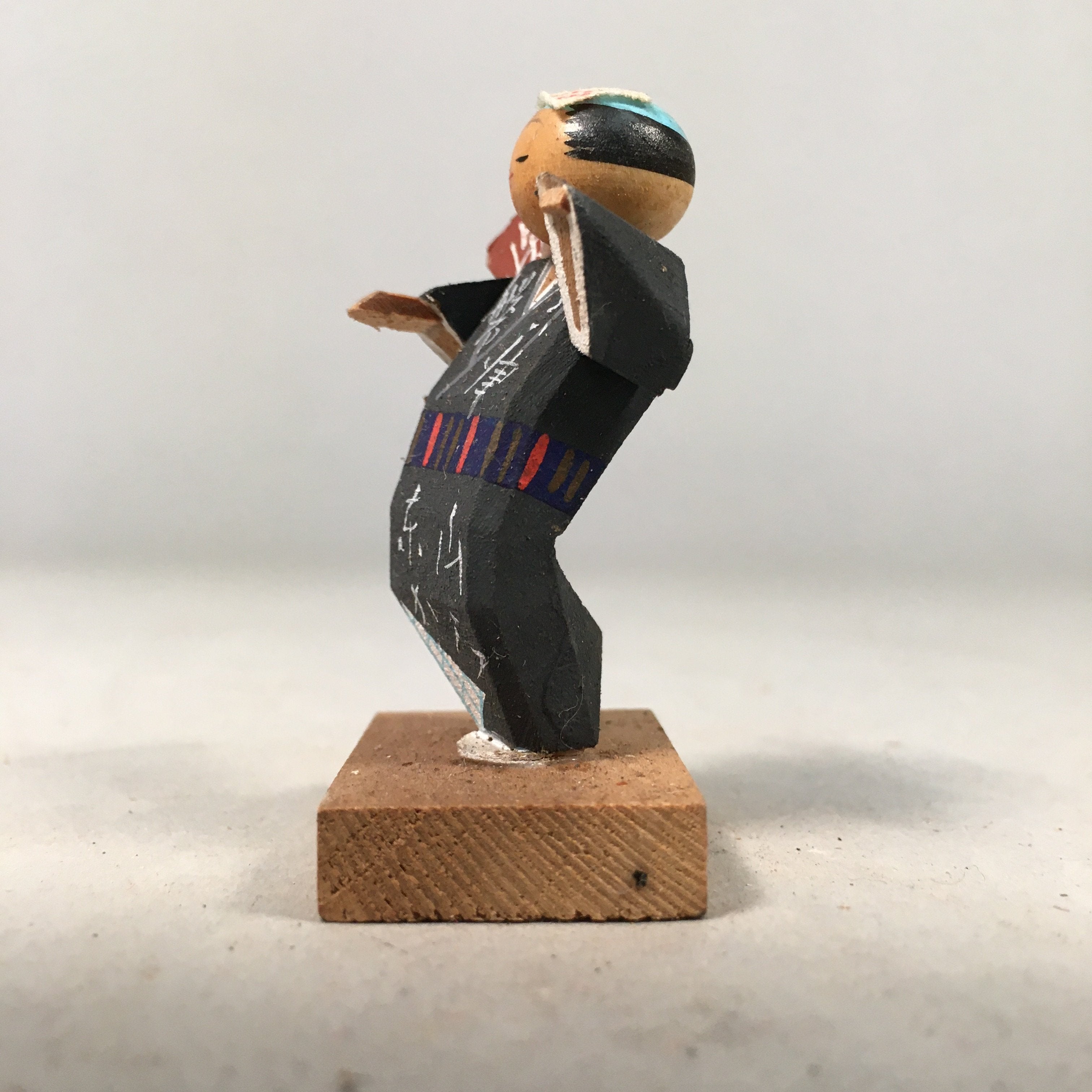 Japanese Kokeshi Doll Vtg Wooden Figurine Kimono Man Dance Festival KF379