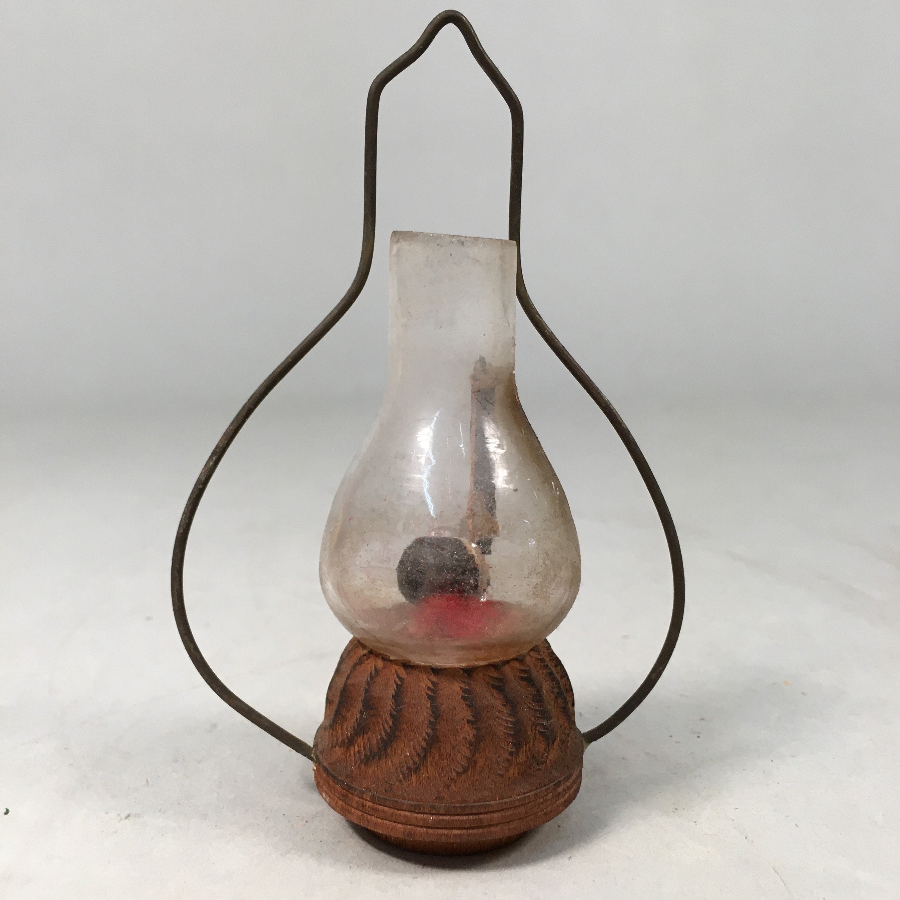 Japanese Kokeshi Doll Vtg Wooden Figurine Lamp Lantern Glass KF375