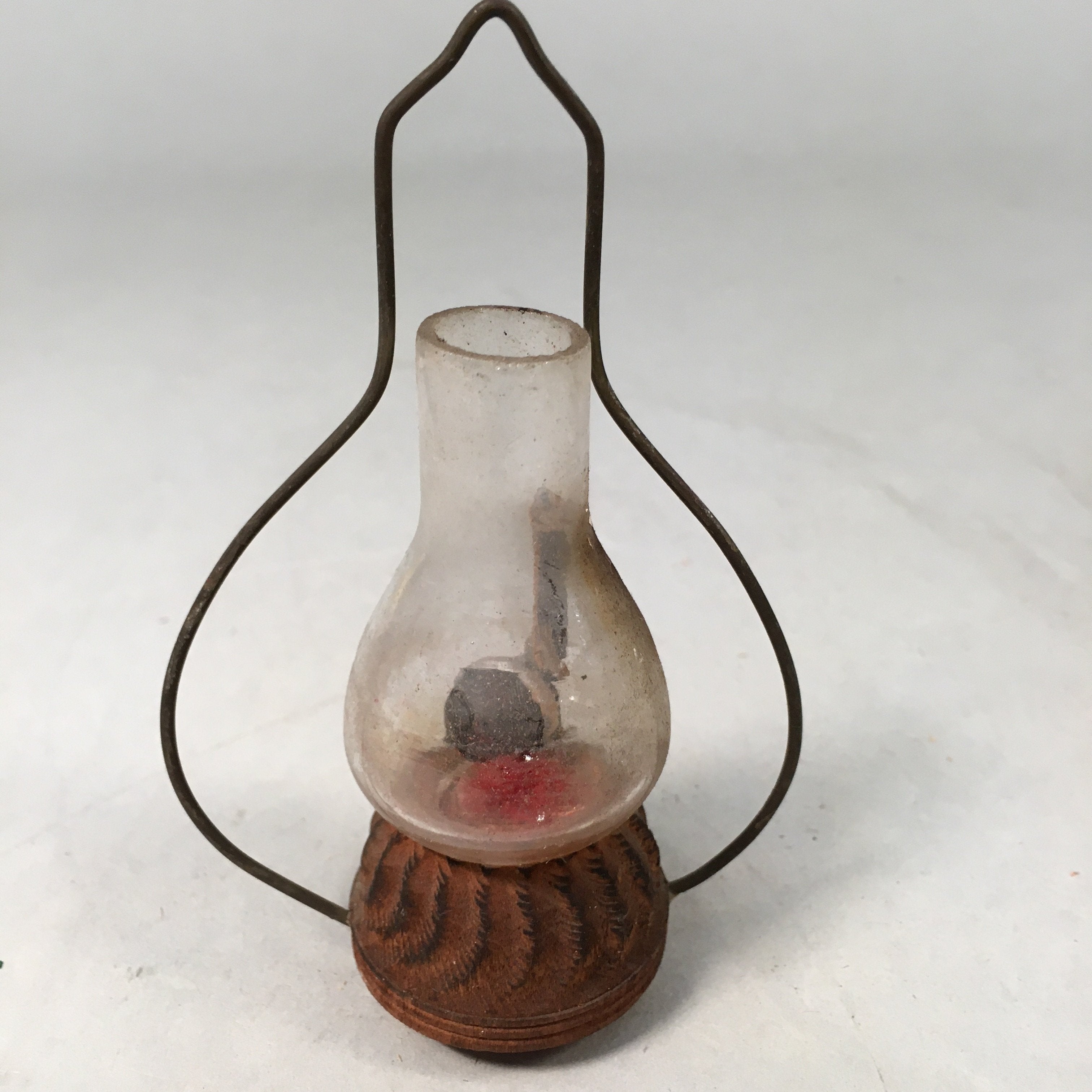 Japanese Kokeshi Doll Vtg Wooden Figurine Lamp Lantern Glass KF375