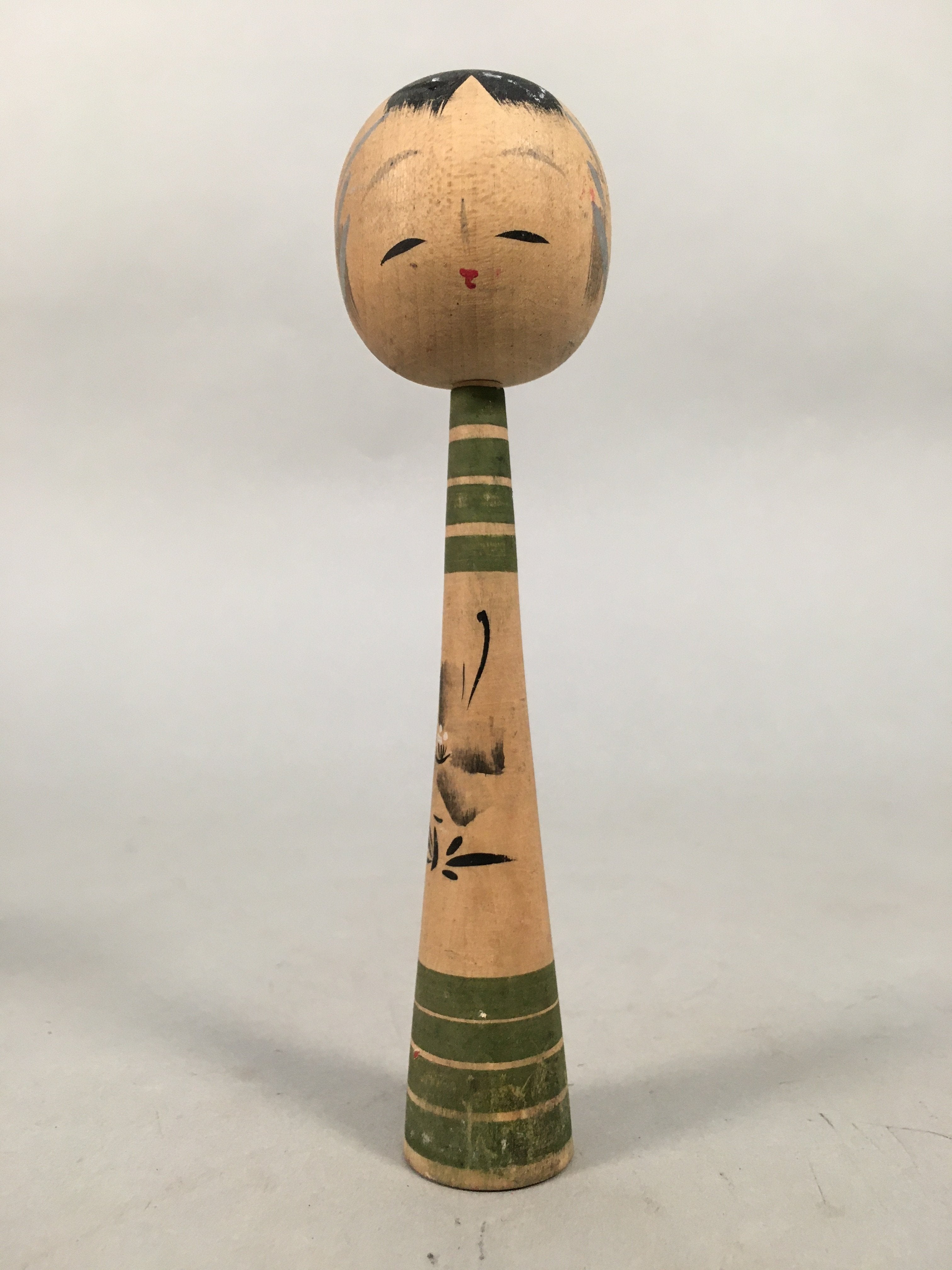 Japanese Kokeshi Doll Vtg Wooden Figurine Long Neck Slim Body Boy KF447
