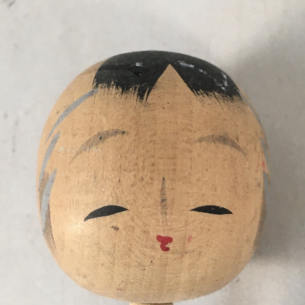 Japanese Kokeshi Doll Vtg Wooden Figurine Long Neck Slim Body Boy KF447
