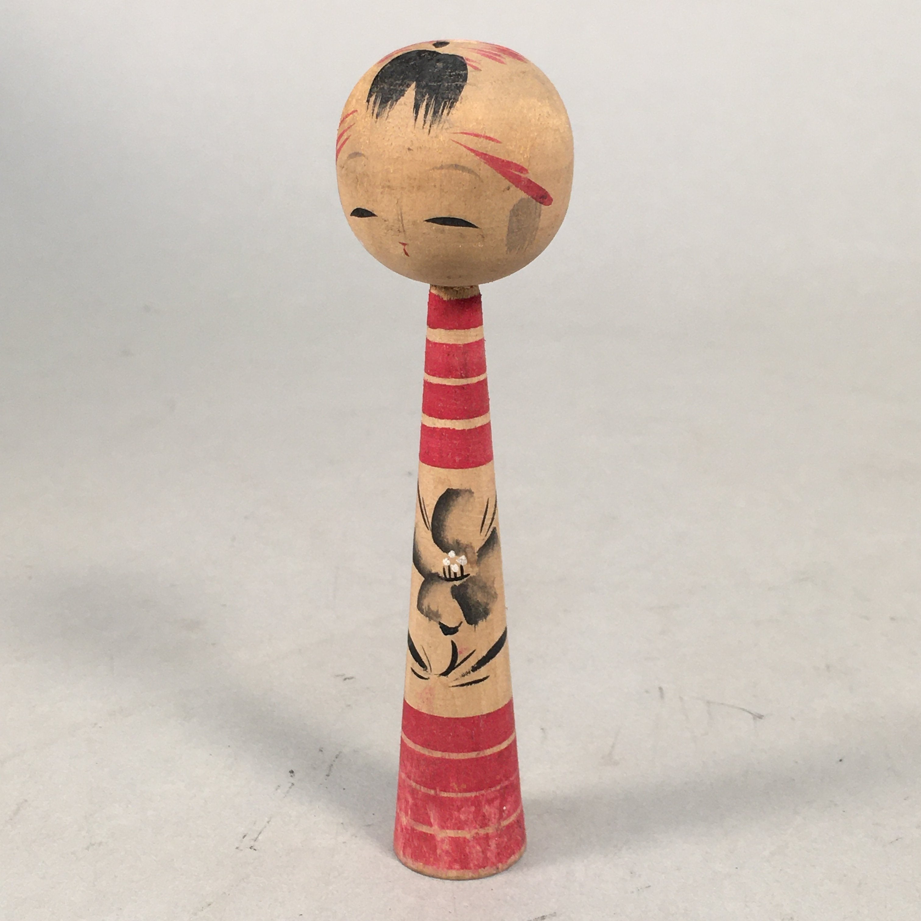 Japanese Kokeshi Doll Vtg Wooden Figurine Long Neck Slim Body Child KF451