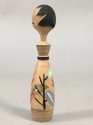 Japanese Kokeshi Doll Vtg Wooden Figurine Long Neck Tree Leaf KF452
