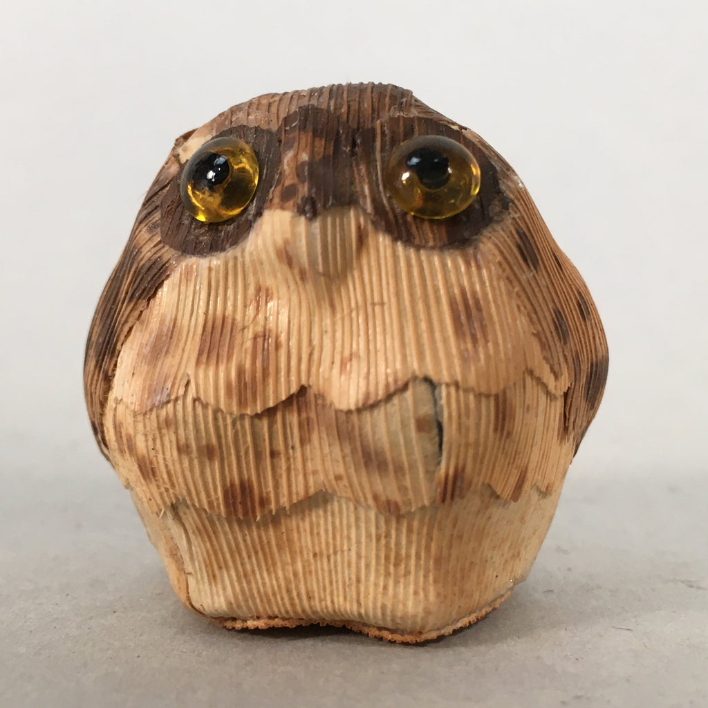 Japanese Kokeshi Doll Vtg Wooden Figurine Owl Bird Lucky Charm Bamboo KF497