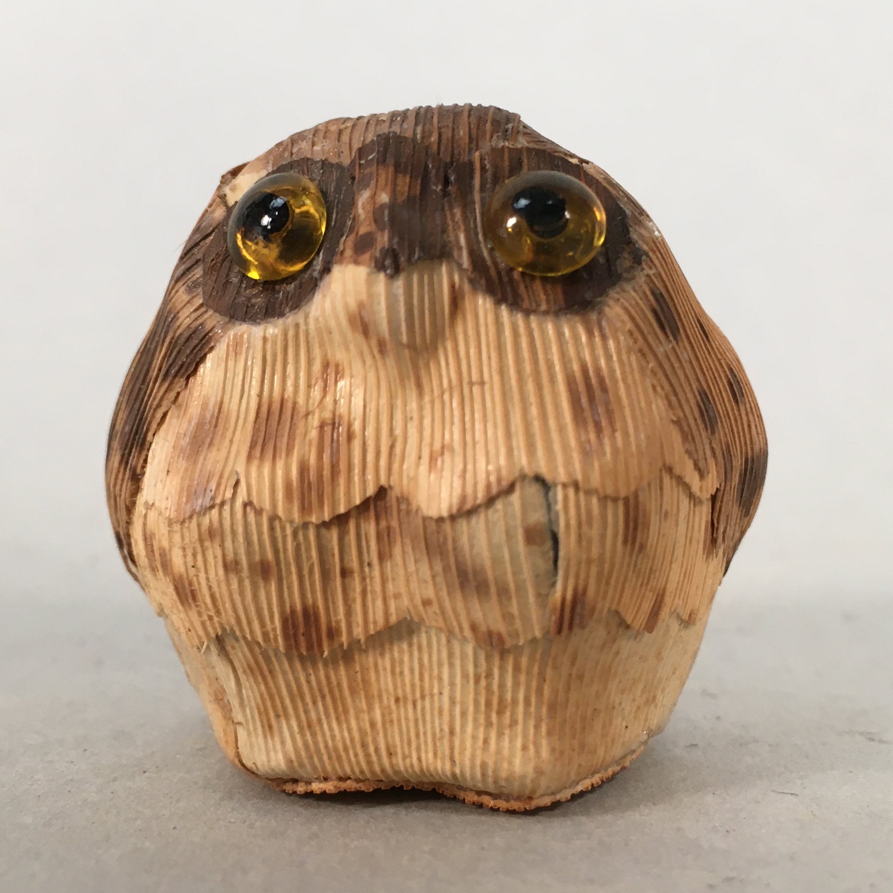Japanese Kokeshi Doll Vtg Wooden Figurine Owl Bird Lucky Charm Bamboo KF497