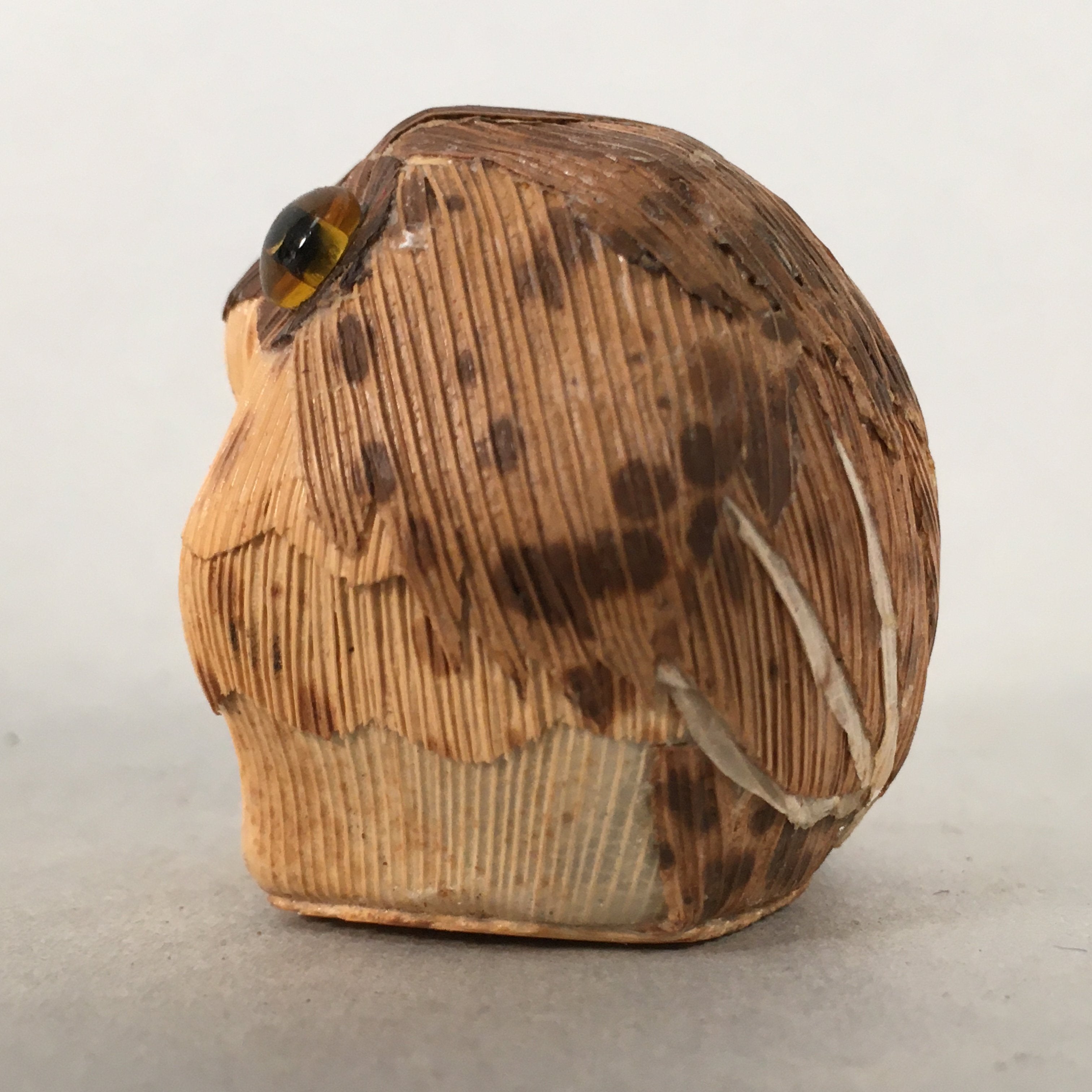 Japanese Kokeshi Doll Vtg Wooden Figurine Owl Bird Lucky Charm Bamboo KF497