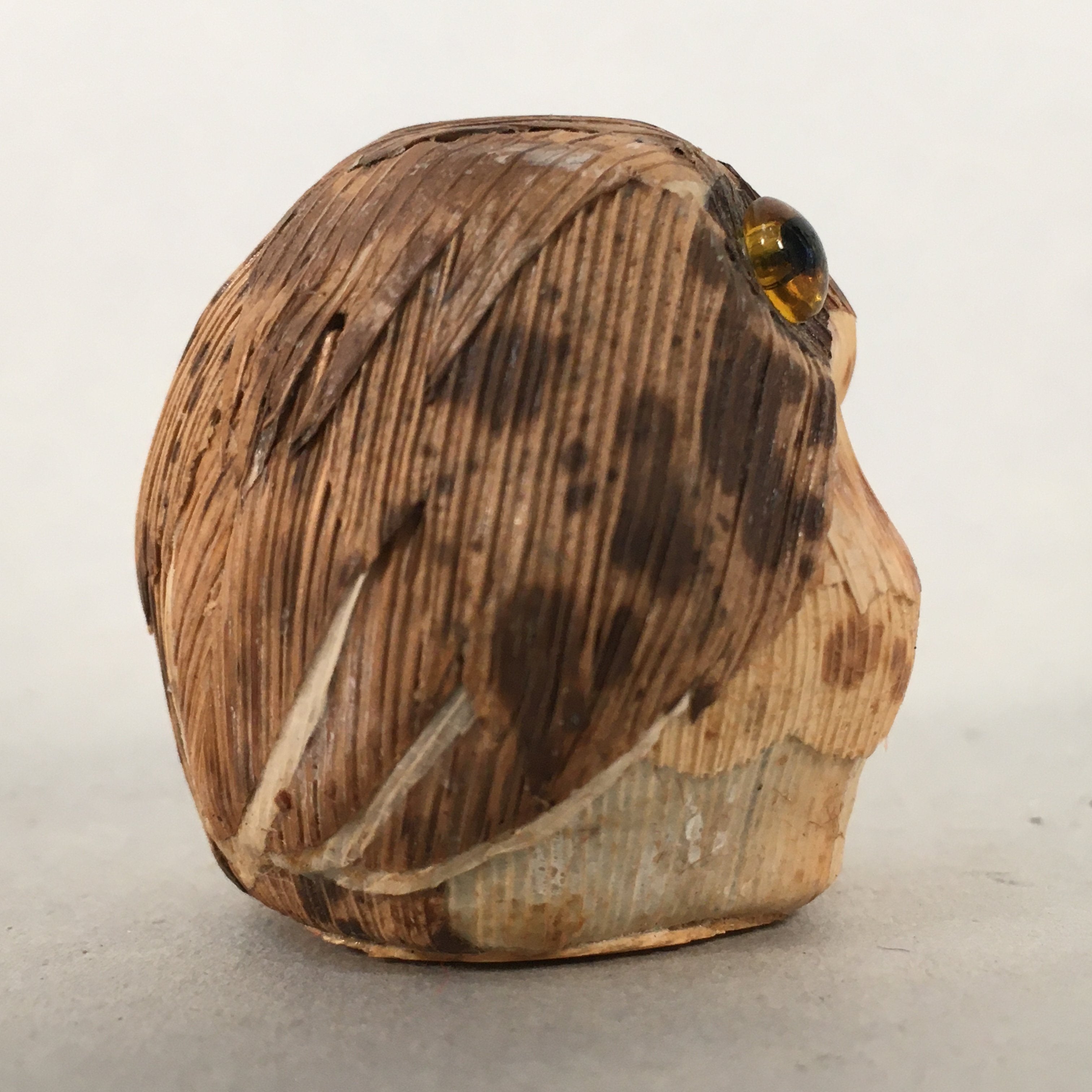 Japanese Kokeshi Doll Vtg Wooden Figurine Owl Bird Lucky Charm Bamboo KF497