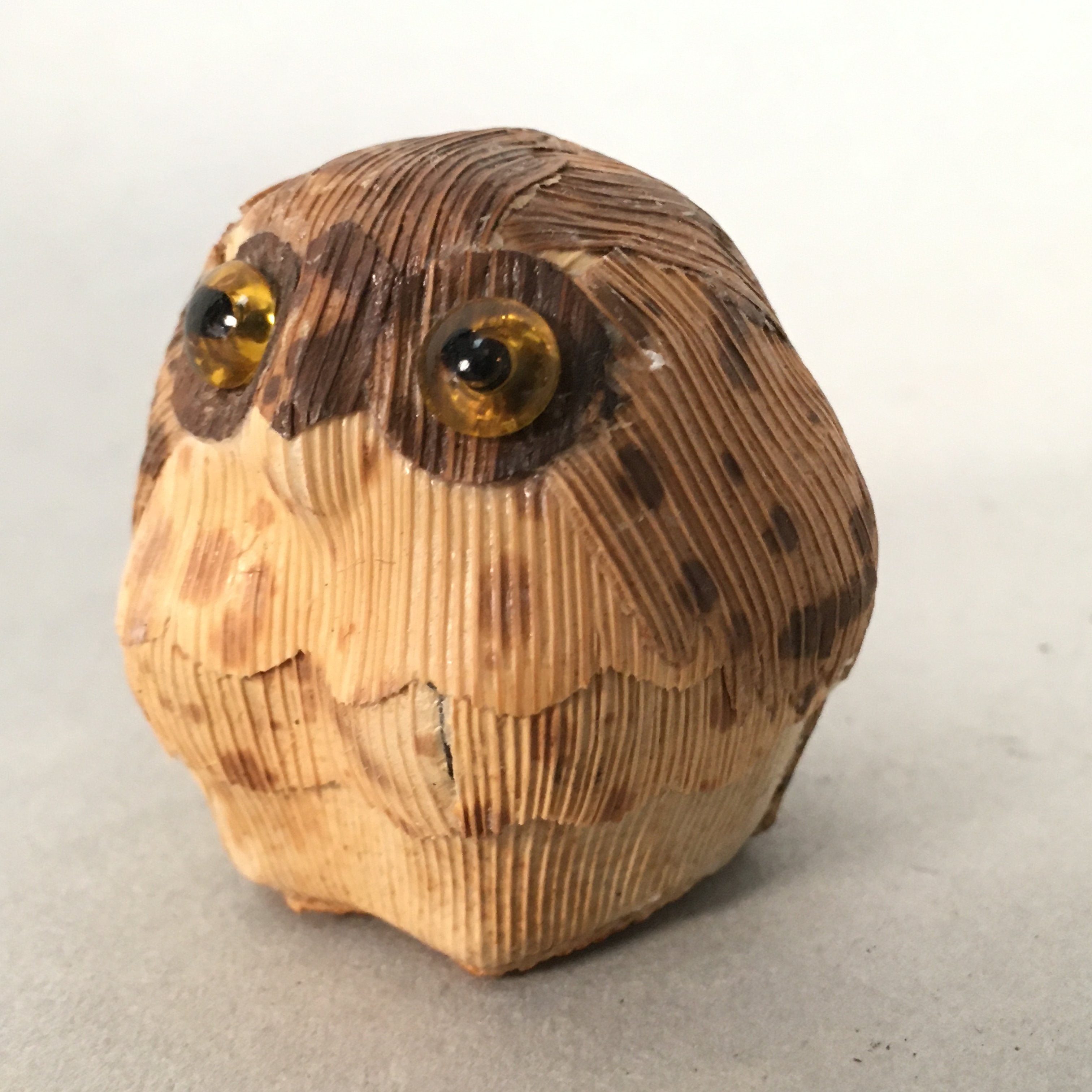 Japanese Kokeshi Doll Vtg Wooden Figurine Owl Bird Lucky Charm Bamboo KF497